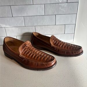 LikeNew Tommy Bahama Mens Fynn Braided Leather Slip On Loafers Shoe Tan Brown 13
